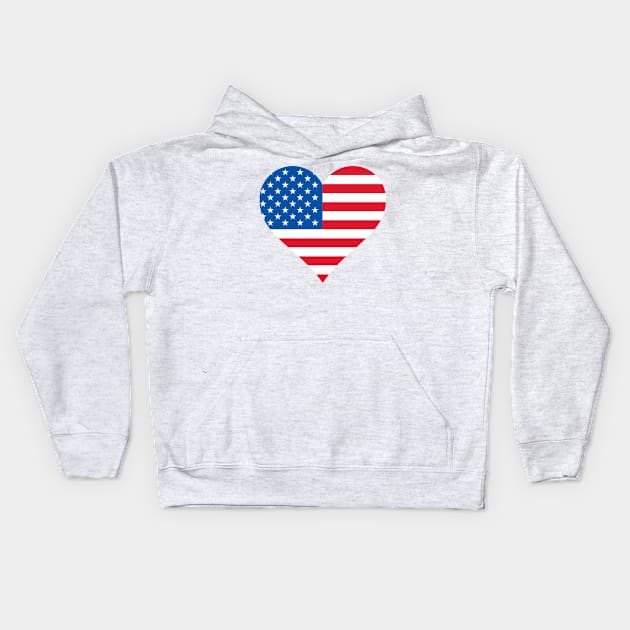 USA flag inside heart shape Kids Hoodie by Redbooster